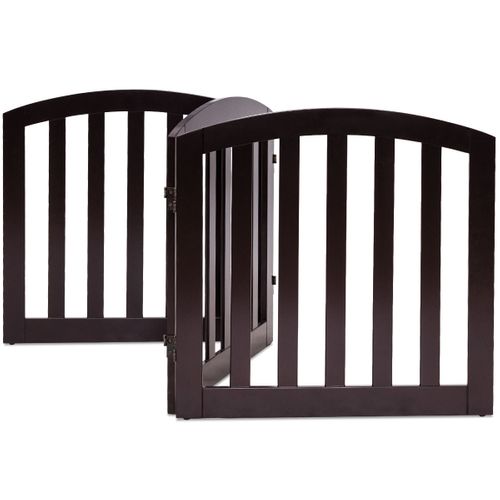 Barrière Pour Chien Sécurité En Bois Pliable Autoportante 3 Pans 184,5 X 61cm Escaliers Marron