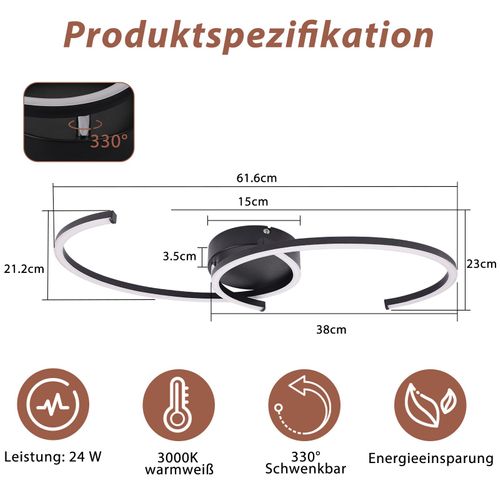 Plafonnier LED Salon 24w Plafonnier Moderne 3000k Pour Couloir Cuisine