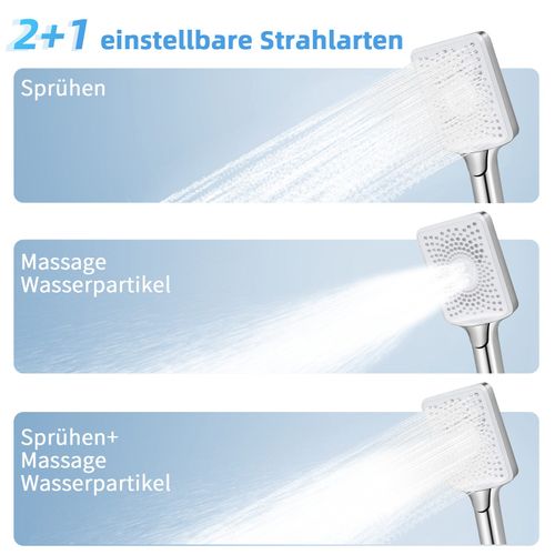 Douchette à Main En Nickel à Économie D'eau Avec 3 Jets De Forme Carrée