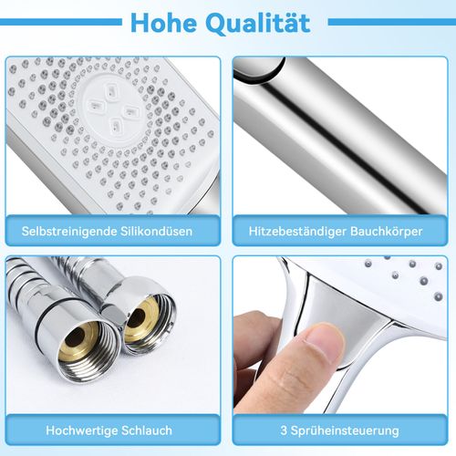 Douchette à Main En Nickel à Économie D'eau Avec 3 Jets De Forme Carrée