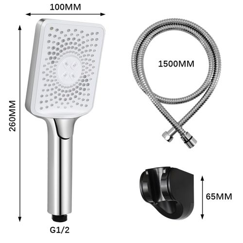 Douchette à Main En Nickel à Économie D'eau Avec 3 Jets De Forme Carrée