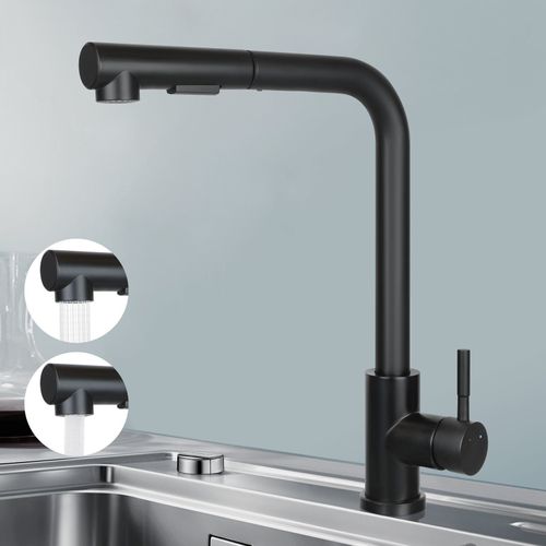 Robinet De Lavabo Robinet D'évier Extensible Rotatif à 360° En Acier Inoxydable Avec 2 Types De Jets