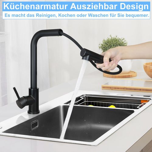 Robinet De Lavabo Robinet D'évier Extensible Rotatif à 360° En Acier Inoxydable Avec 2 Types De Jets