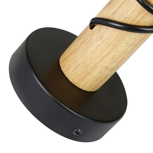 Applique Murale Rétro Industrielle Bois Noir Métal E27 Bureau