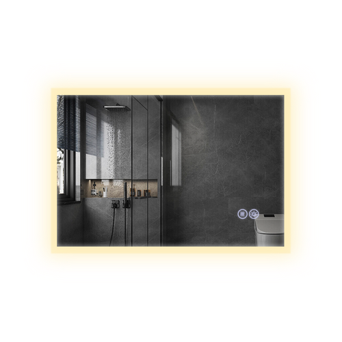 Miroir Avec Lumière 100x60cm Miroir Mural LED Verre Antidéflagrant Avec Miroir Tactile