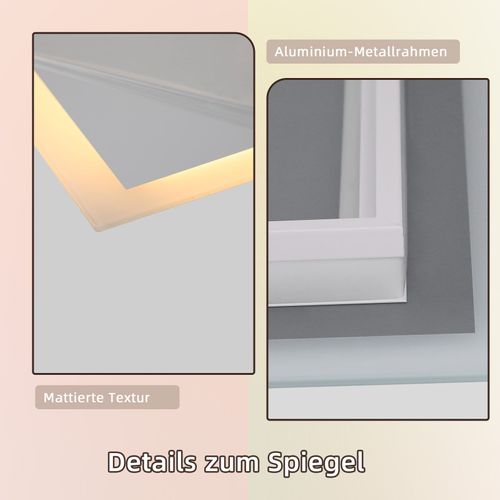 Miroir Avec Lumière 100x60cm Miroir Mural LED Verre Antidéflagrant Avec Miroir Tactile