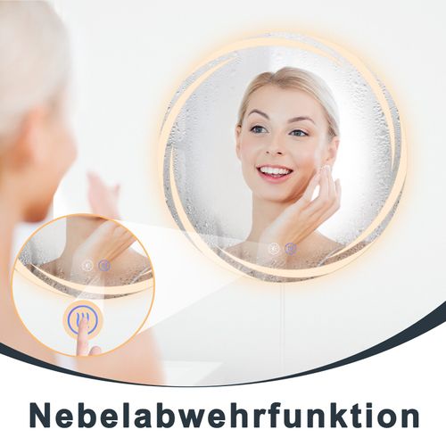 Miroir De Salle De Bain Avec Éclairage, Miroir De Salle De Bain Rond à LED Rond Ip44 De 50cm