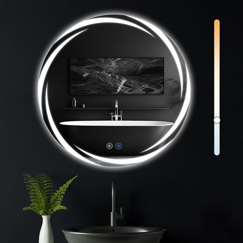 Miroir De Salle De Bain Avec Éclairage, Miroir De Salle De Bain Rond à LED Rond Ip44 De 50cm