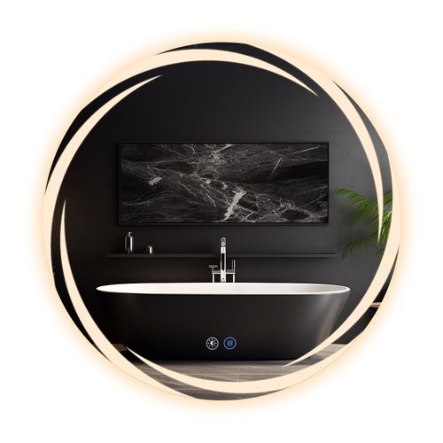 Miroir De Salle De Bain Avec Éclairage, Miroir De Salle De Bain Rond à LED Rond Ip44 De 50cm