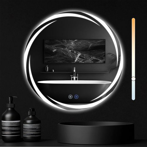 Miroir De Salle De Bain Avec Éclairage Rond à LED Rond Ip44 De 60 Cm Avec Fonction Tactile