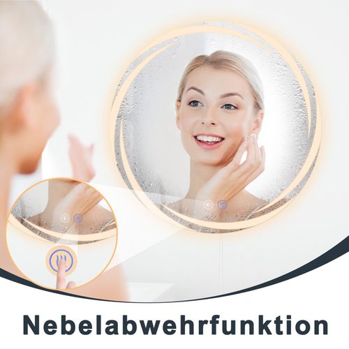 Miroir De Salle De Bain Avec Éclairage Rond à LED Rond Ip44 De 60 Cm Avec Fonction Tactile