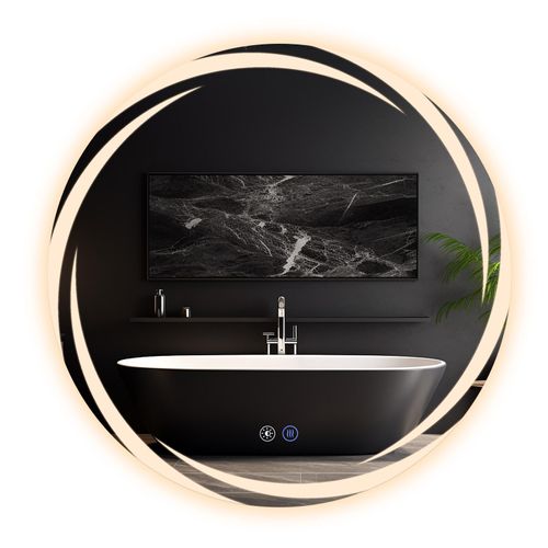 Miroir De Salle De Bain Avec Éclairage Rond à LED Rond Ip44 De 60 Cm Avec Fonction Tactile