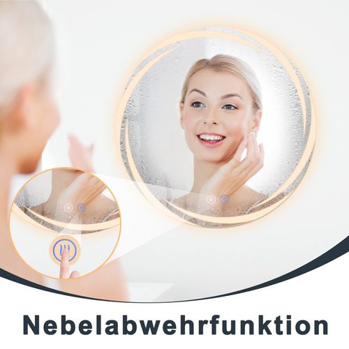 Miroir De Salle De Bain Avec Éclairage à LED Rond Ip44 De 70 Cm Avec Fonction Tactile