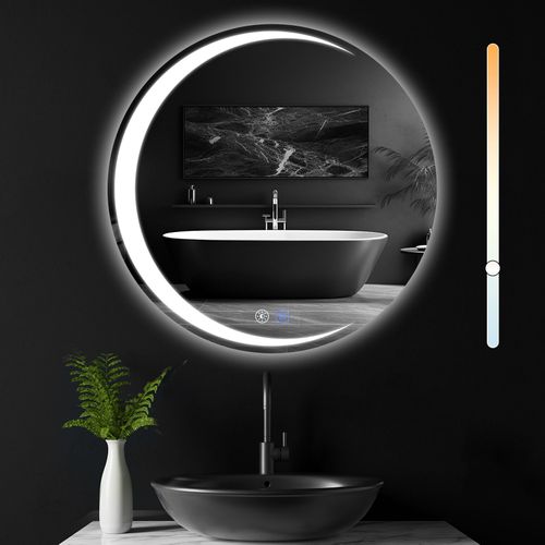 Miroir De Salle De Bain Avec Éclairage Rond à LED Ip44 Rond De 50 Cm Avec Fonction Tactile