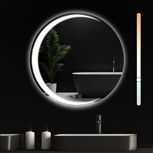 Miroir De Salle De Bain Avec Éclairage Rond à LED Ip44 Rond 70 Cm Avec Fonction Tactile