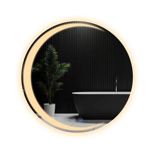 Miroir De Salle De Bain Avec Éclairage Rond à LED Ip44 Rond 70 Cm Avec Fonction Tactile