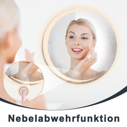 Miroir De Salle De Bain Avec Éclairage Rond à LED Ip44 Rond De 80 Cm Avec Fonction Tactile