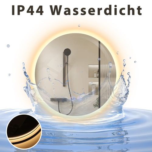 Miroir De Salle De Bain Avec Éclairage Rond 50 Cm Miroir Mural LED Avec Fonction Tactile