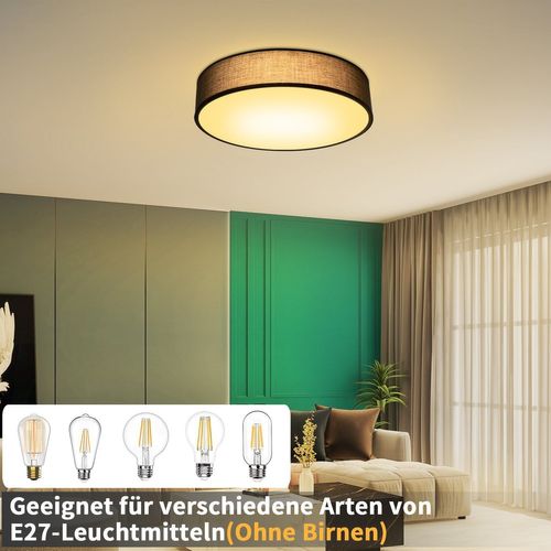 Plafonnier  Rond En Tissu 38 Cm, E27, Lampe De Plafond Moderne Pour Chambre à Coucher
