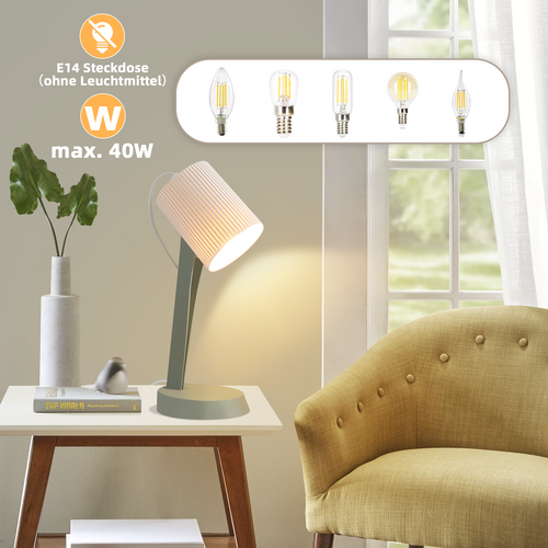 Lampe De Chevet Lampe De Table De Salon Avec Câble Lot De 2 Petites Lampes 37,4 Cm Vert E14