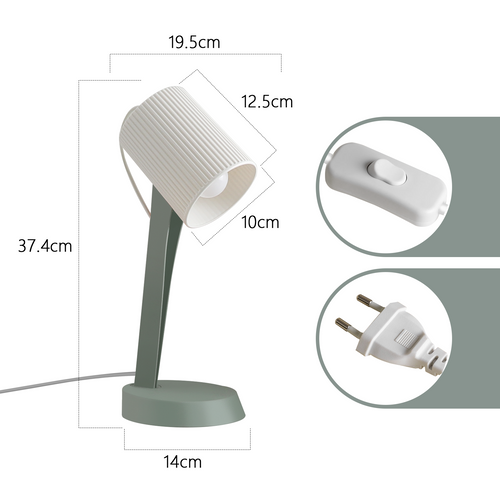 Lampe De Chevet Lampe De Table De Salon Avec Câble Lot De 2 Petites Lampes 37,4 Cm Vert E14