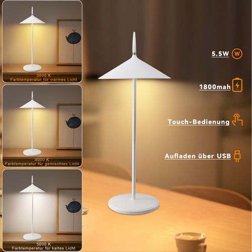 Lampe De Table à Piles Lampe De Chevet LED, Lot De 2 Lampes De Table Sans Fil 1800mha, Rechargeable