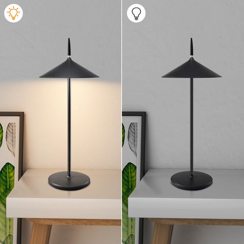 Lampe De Chevet Tactile Sans Fil LED Noire Dimmable 1800mha Rechargeable Avec USB