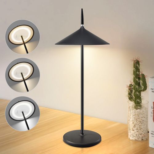 Lampe De Chevet Sans Fil, Lot De 2, Tactile, LED Noire, Dimmable, 1800 Mha, Rechargeable Par USB