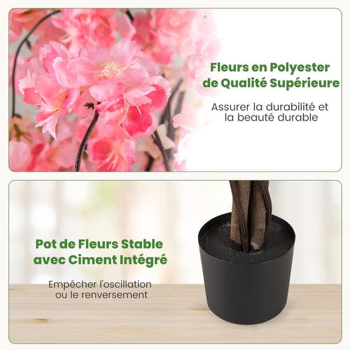Cerisier Artificiel Réaliste 163 Cm Avec Fleurs Roses Et Blanches (rose)