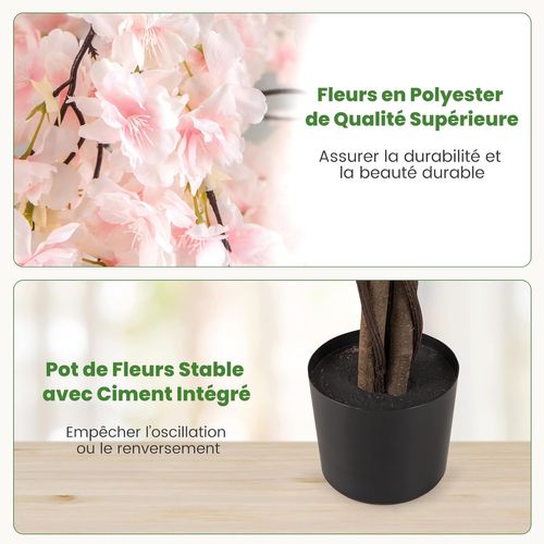 Cerisier Artificiel Réaliste 163 Cm Avec Fleurs Roses Et Blanches (blanc)