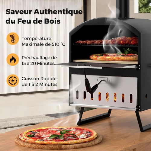 Four à Pizza Extérieur Portable à Bois Avec Pierre Carrée Pelle De Cuisson Housse