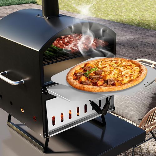 Four à Pizza Extérieur Portable à Bois Avec Pierre Carrée Pelle De Cuisson Housse