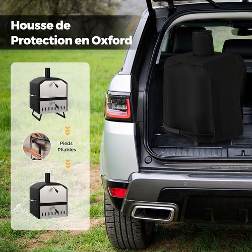 Four à Pizza Extérieur Portable à Bois Avec Pierre Carrée Pelle De Cuisson Housse