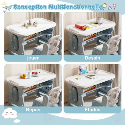 Table Enfant Avec Chaise, Table à Dessin Réglable En Hauteur,chaise Ergonomique(bleu)