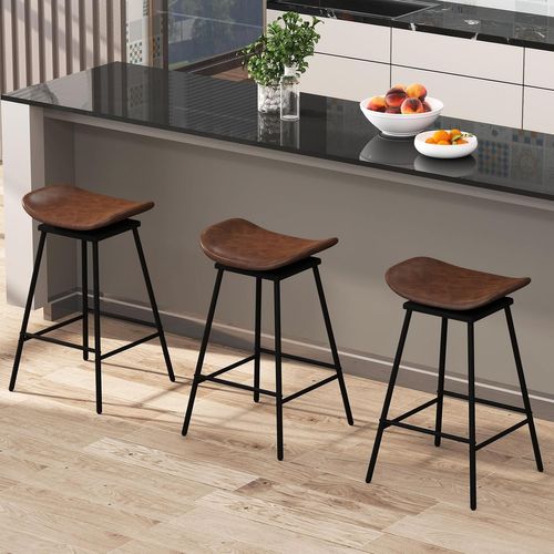Tabourets De Bar Pivotants Lot De 2, Siège Rembourée 45 X 36 Cm, Repose-pieds (marron,2)