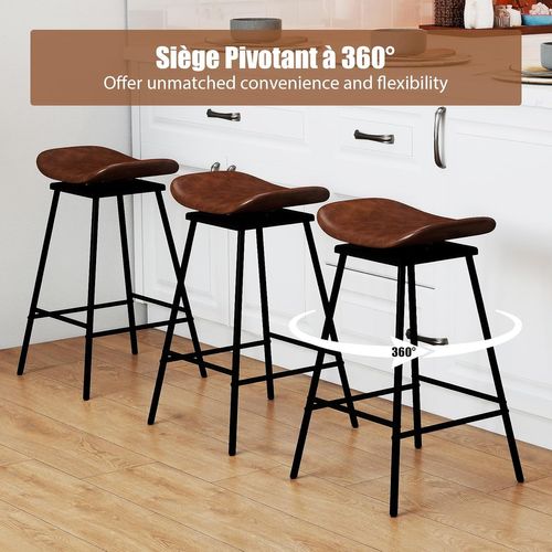 Tabourets De Bar Pivotants Lot De 2, Siège Rembourée 45 X 36 Cm, Repose-pieds (marron,2)