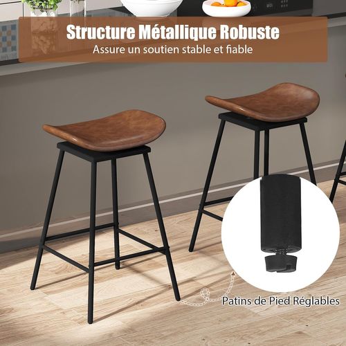 Tabourets De Bar Pivotants Lot De 2, Siège Rembourée 45 X 36 Cm, Repose-pieds (marron,2)