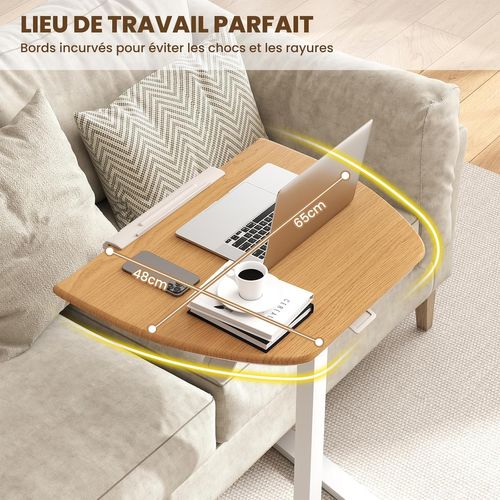 Bureau Sur Roulettes Pliable, Plateau Inclinable à 90°, Pupitre 74-109 Cm, Sans Montage