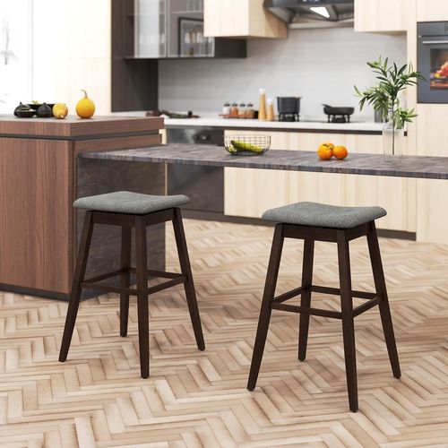 Lot De 2 Tabourets En Bar Pivotants, Assise Rembourrée Profilée,50 X 50 X 76 Cm,marron