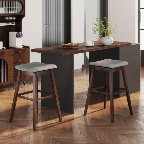 Lot De 2 Tabourets En Bar Pivotants, Assise Rembourrée Profilée,50 X 50 X 76 Cm,marron