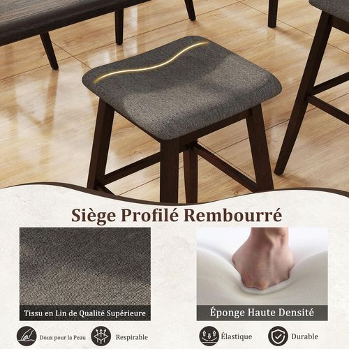 Lot De 2 Tabourets En Bar Pivotants, Assise Rembourrée Profilée,50 X 50 X 76 Cm,marron