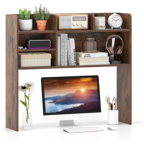 Étagère De Bureau, Meuble De Rangement Avec 6 Étagères, 94 X 24 X 85 Cm (brun Rustique)