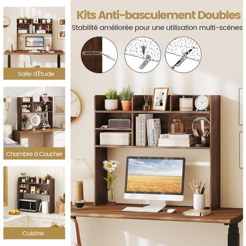 Étagère De Bureau, Meuble De Rangement Avec 6 Étagères, 94 X 24 X 85 Cm (brun Rustique)