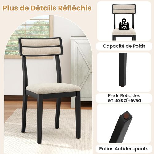 Chaise Salle à Manger Lot De 2, Chaises Hautes Avec Dossier Haut, Siège Rembourré (noir)