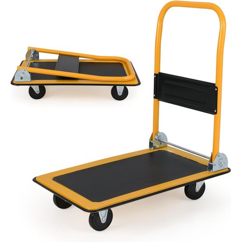 Chariot à Plateforme, Pliable De Transport, Avec 4 Roues Pivotantes Antidérapants (noir+jaune)
