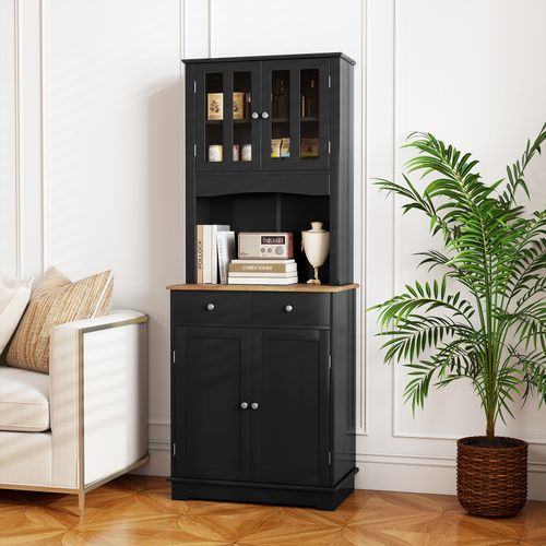 Buffet Cuisine, Meuble Cuisine Rangement 2 Tiroirs Et 2 Placards (68 X 40 X 170 Cm,noir)