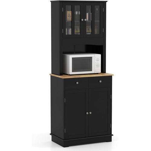 Buffet Cuisine, Meuble Cuisine Rangement 2 Tiroirs Et 2 Placards (68 X 40 X 170 Cm,noir)