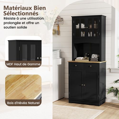 Buffet Cuisine, Meuble Cuisine Rangement 2 Tiroirs Et 2 Placards (68 X 40 X 170 Cm,noir)