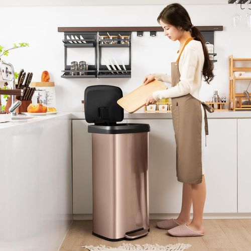Poubelle Cuisine 68 Litres En Acier Inox, Poubelle Rectangulaire Pédale Amortisseur
