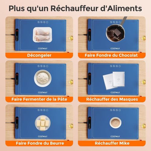 Chauffe Plat Électrique Pliable Pour Aliments Avec Minuterie Réglables (bleu, 61.5×38×2.3)